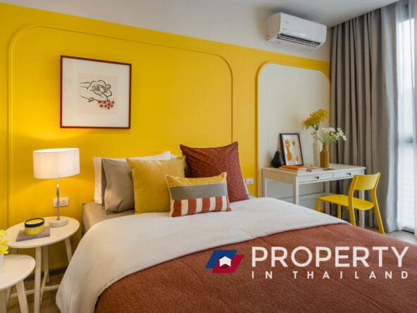Condo for sale in thailand XT Phayathai (bed with yellow background)