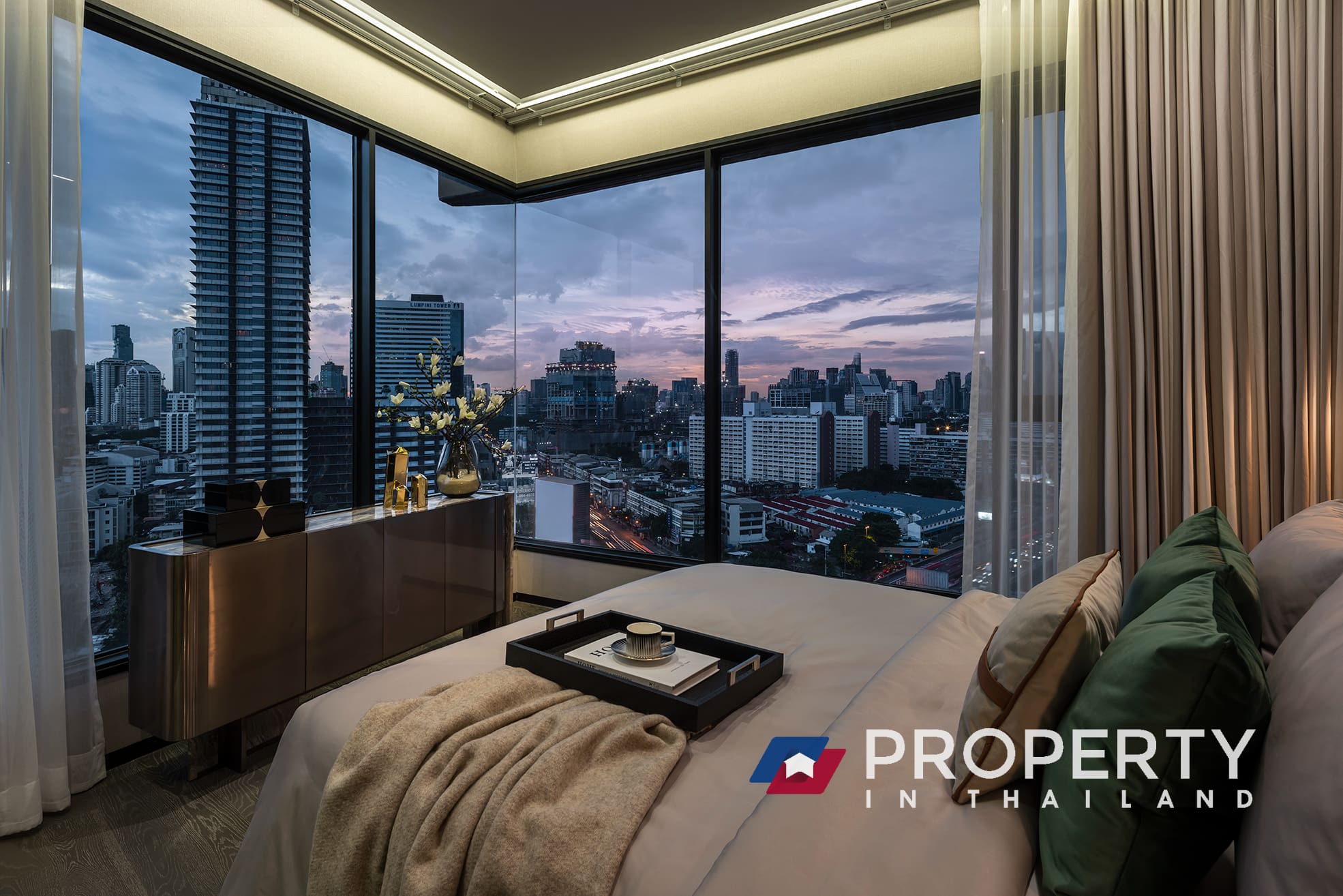 Ananda COCO PARC Property in thailand for sale in bangkok (Bedroom with evening view)